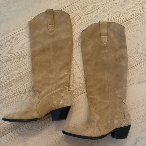 By Anthropologie Western Boots in Brown Tan Suede Size EU 37 *Worn Once* - Picture 12 of 16